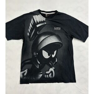 Y2K Vintage Marvin the Martian Tee XL Black LOT29 Looney Tunes AOP Graphic Shirt
